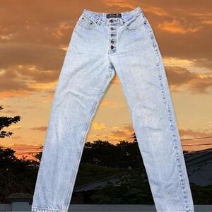 VTG Authentic 90s Paris Sport Club Denim Light-wash High Rise Denim Jeans Size 9